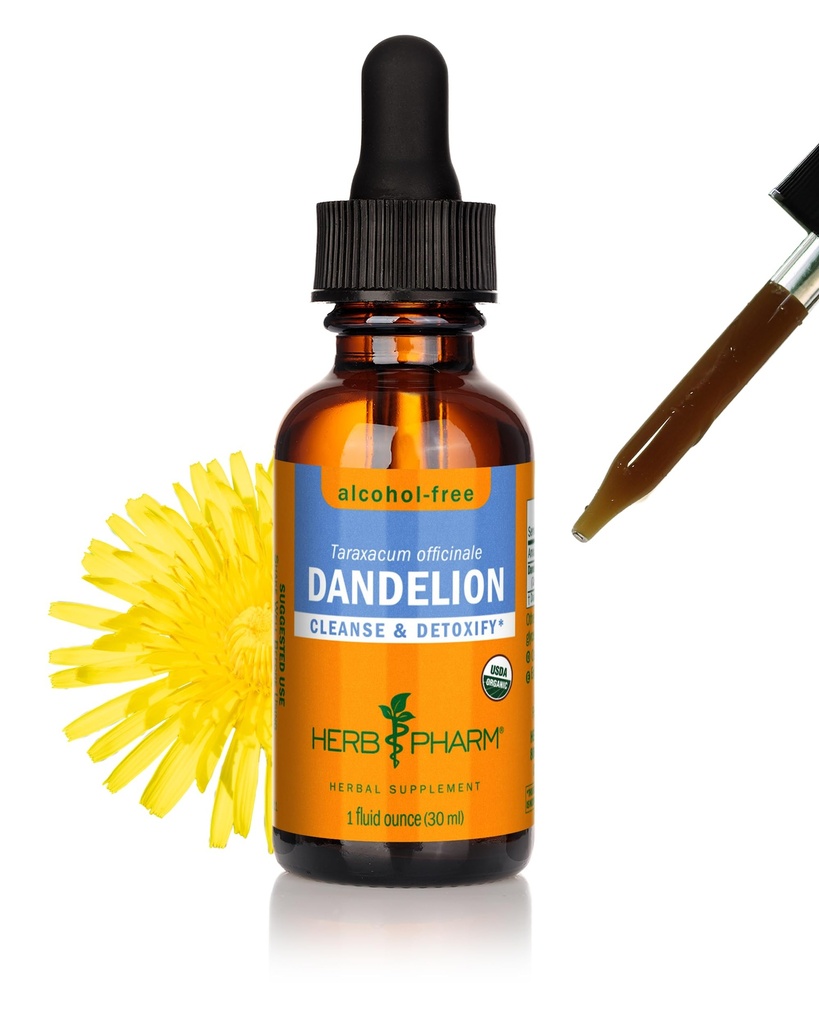 Herb Pharm Certified Organic Dandelion Liquid Extract for Cleansing and Detoxification, Alcoholvrije Glycerite, 1 Fl Oz