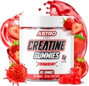 Creatine Gummies voor mannen en vrouwen - 5g per portie, Verhoog de sterkte, spierwinst, herstel, duurzaamheid - Veganistisch, Glutenvrij, Lage suiker Creatine Monohydraat Gummies - Aardbei (100 telling)