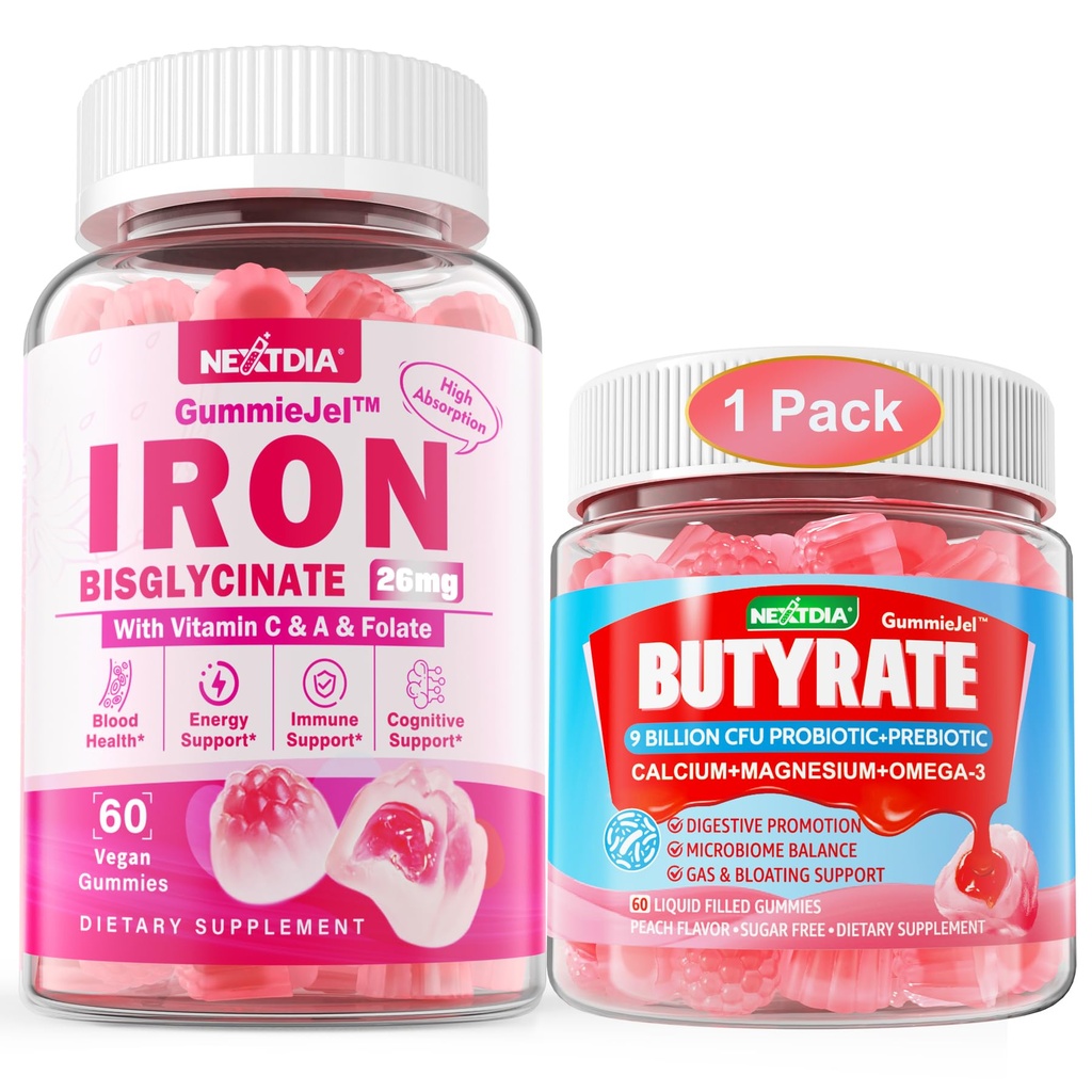 Butyrate Gummies + Iron Bisglycinate 26mg Gevulde Gummies