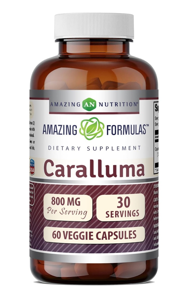 Formules étonnantes Supplément de caralluma : 800 Mg par service 60 Capsules de légumes non-OGM