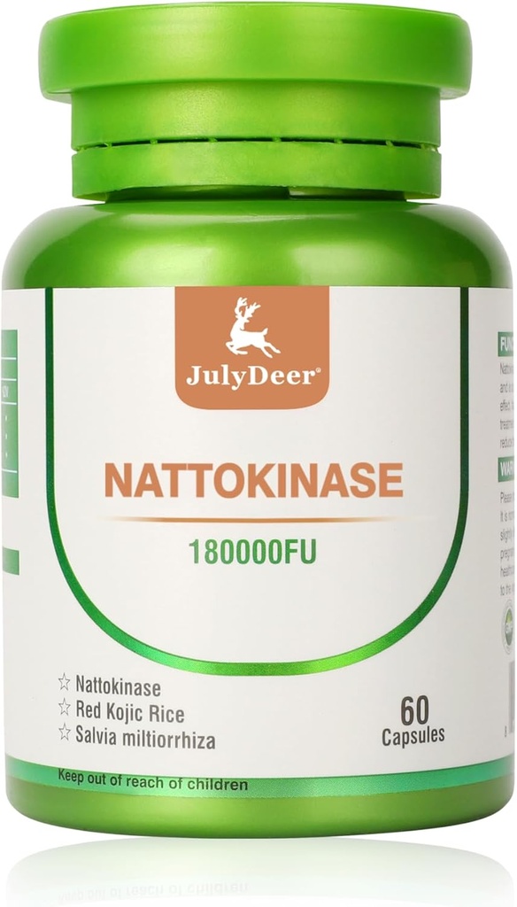 Nattokinase Supplementen 180, 000FU Gehele Fles 60 Capsules, 6, 000FU 2 Capsules Dagelijkse Voedingssupplementen Systemische Enzymen Vegetarisch Vriendelijk voor Cardiovasculaire en Circulatoire Ondersteuning