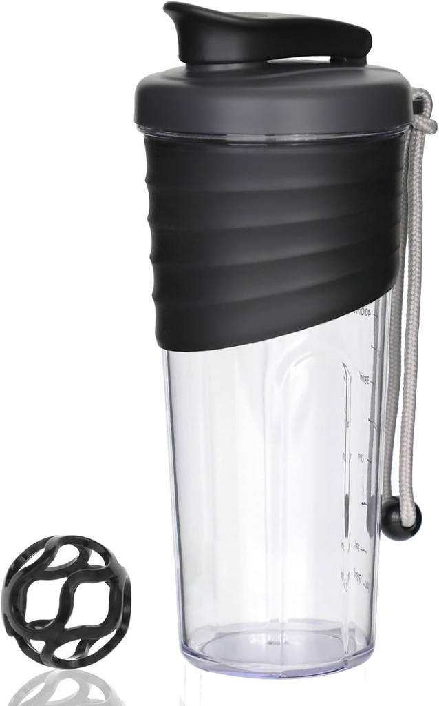 Shaker Bottle for Protein Mixes,24 oz,Protein Shaker Bottles with Whisk Ball, Mixer Bottle, Proteine Bottle, Portable Pre Workout Whey Protein Drink Shaker Cup, Black
