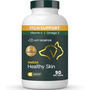 VetriScience Omega Gezonde Huid Capsules, Omega 3.6.9 Fish Oil Supplement voor honden en katten, huidgezondheid, jasgroei, vermindering vergieten, meer dan 750 mg Omega vetzuren per capsule, Gel Caps, 90 Tellen