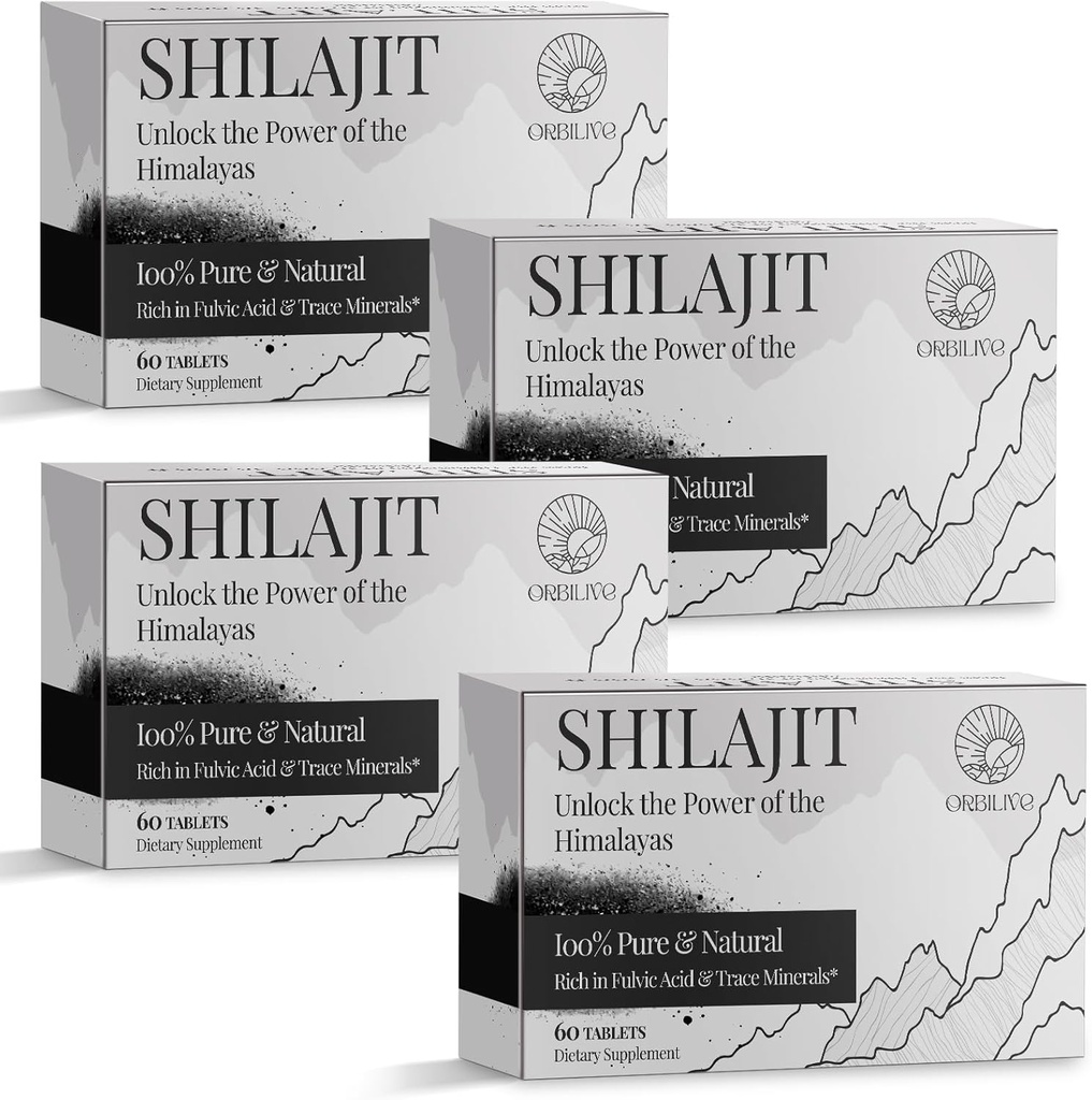 30.000 MG shilajit tabletten, 100% shilajit pure, Himalaya biologische, shilajit voor mannen en vrouwen rijk aan fulvinezuur & 85+ Trace Minerals, Silajit Supplement for Energy & Immune System, 240 Tel.