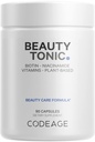 Codeage Biotine Supplement met vitamine C, vitamine E, vitamine B6, Niacin, Folaat, Biologische Voedsel Blend, Phytoceramiden, Astaxanthine, Selenium - Schoonheid Tonic - Haar, huid, en Nagel Ondersteuning - Vegan, 90 Ct