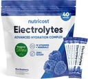 Nutricost Electrolytes Powder Hydration Packets (Blue Raspberry, 40 Servings) Low Calorie Keto Electrolytes Sweetened with Stevia - Non-GMO, Gluten Free and Sugar Free