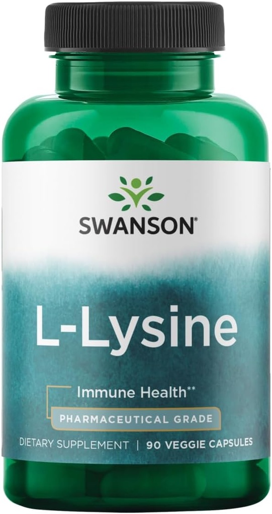 Swanson Amino Acid Ajipure L-Lysine Pharmaceutique Grade 500 Milligrammes 90 Capsules de Veg