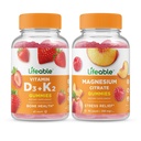 Levensvatbare Vitamine D3 + Vitamine K2 + Magnesium 85mg, Gummies Bundle - Grote Proeverij, Vitamine Supplement, Glutenvrij, GGO-vrij, Kauwgom