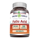 Amazing Formulas Folic Acid (Vitamine B9) 400 mcg 