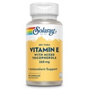 SOLARAY Vitamine E 400 UI (268mg), forme sèche avec tocophérols mixtes Vitamine E - Supplément antioxydant, SPM et soutien à la ménopause - Garantie de 60 jours, laboratoire vérifié - 50 portions, 50 capsules