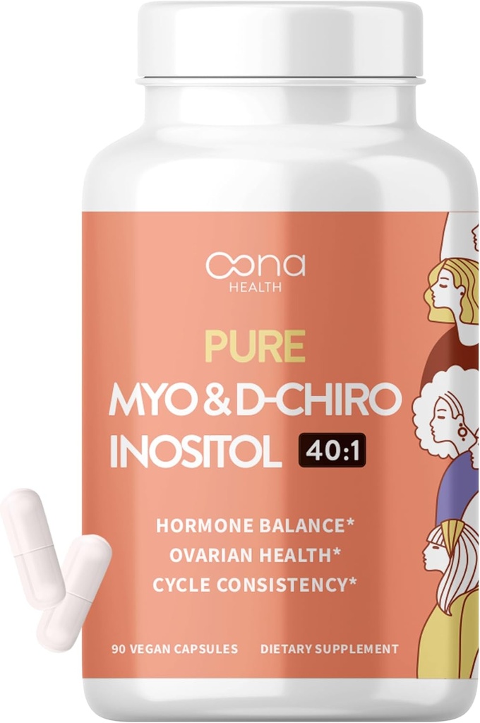 Vegan Myo-Inositol & D-Chiro Inositol Supplément pour femmes - PCOS Relief, Hormonal Balance, Ovarian Support, Ovulation Support Supplément - Idéal Rapport 40:1-90 Cap - Suppléments de fertilité pour les femmes