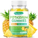 Kalium citraat Gummies 1000mg, Hoge Potency Kalium Supplement Gummies voor Volwassenen Vrouwen en Mannen, Ondersteuning Leg Cramps & Muscle Health, Sugar-Free, Ananas smaak, 60 Tellen