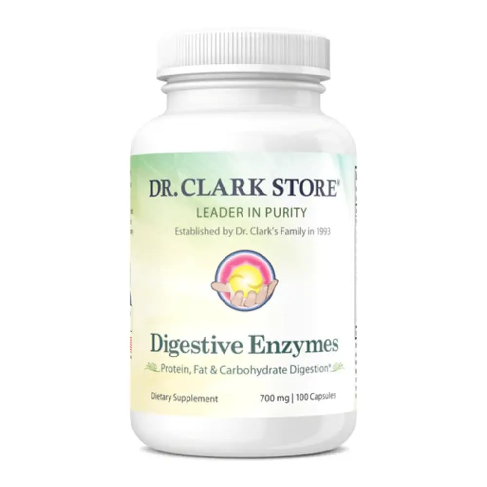 Dr Clark Supplément enzymatiques digestifs – 700mg, 100 Capsules de gélatine, soutient la digestion saine et l'absorption des nutriments