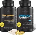 Livingood Daily Cholesterol Support, 60 Vegetarian Capsules - CoQ10, Plant Sterols, Plant Sterols, Bergamot, & Knoflooksupplementen Ondersteuning Hartgezondheid en gezonde Lipidenproductie - Non-GMO & Vegan