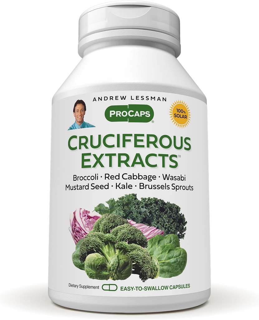 ANDREW LESSMAN Crucifer Extracts 30 Capsules - Hoge niveaus van Glucosinolaten en Sulforaphane uit Broccoli, Rode Kool, Mosterdzaad, Wasabi, Brussel Spruitjes en Kale Extracten, Geen Additieven
