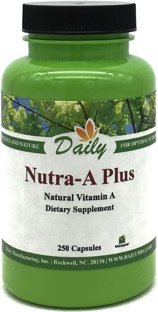 Dagelijkse productie Nutra-A PlusTM (Vegetarische Vitamine A-Palmitaat & Beta-Caroteen) 250 Vegetarische Capsules