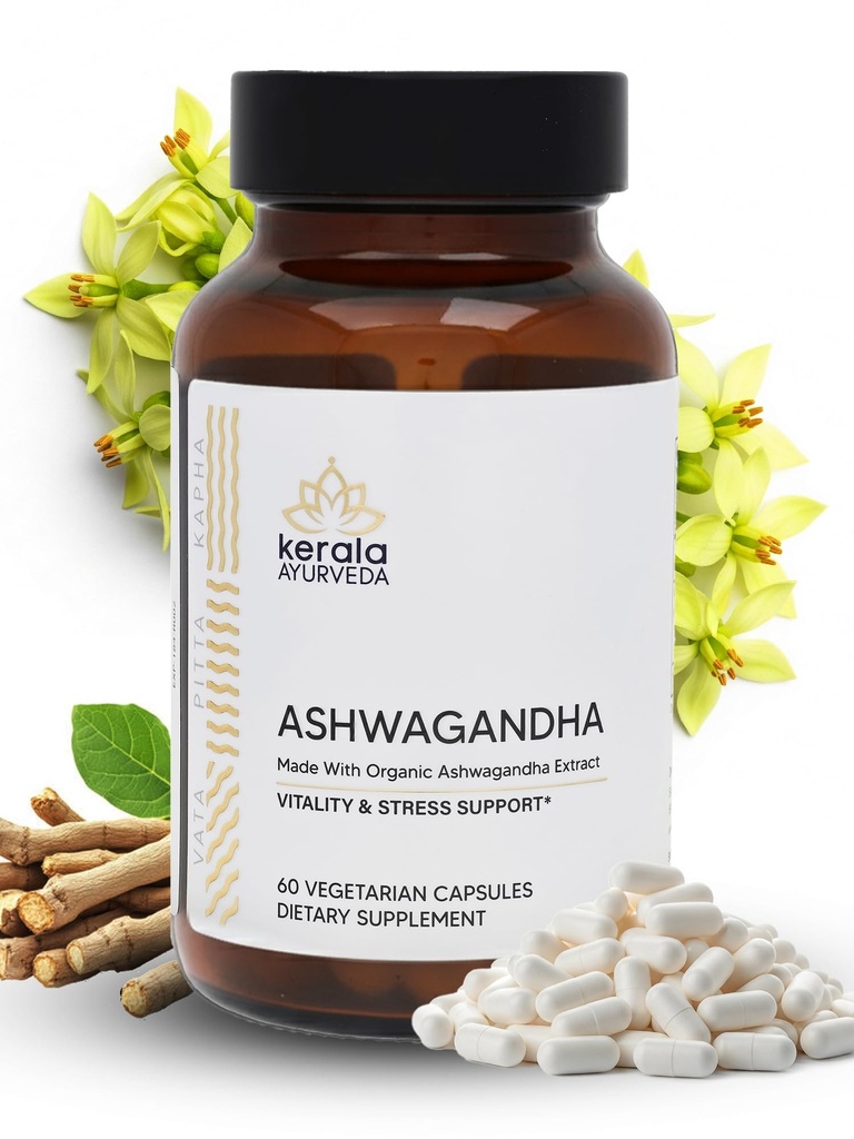 Kerala Ayurveda Ashwagandha Capsule pour une meilleure immunité, soulagement du stress et un bon sommeil.