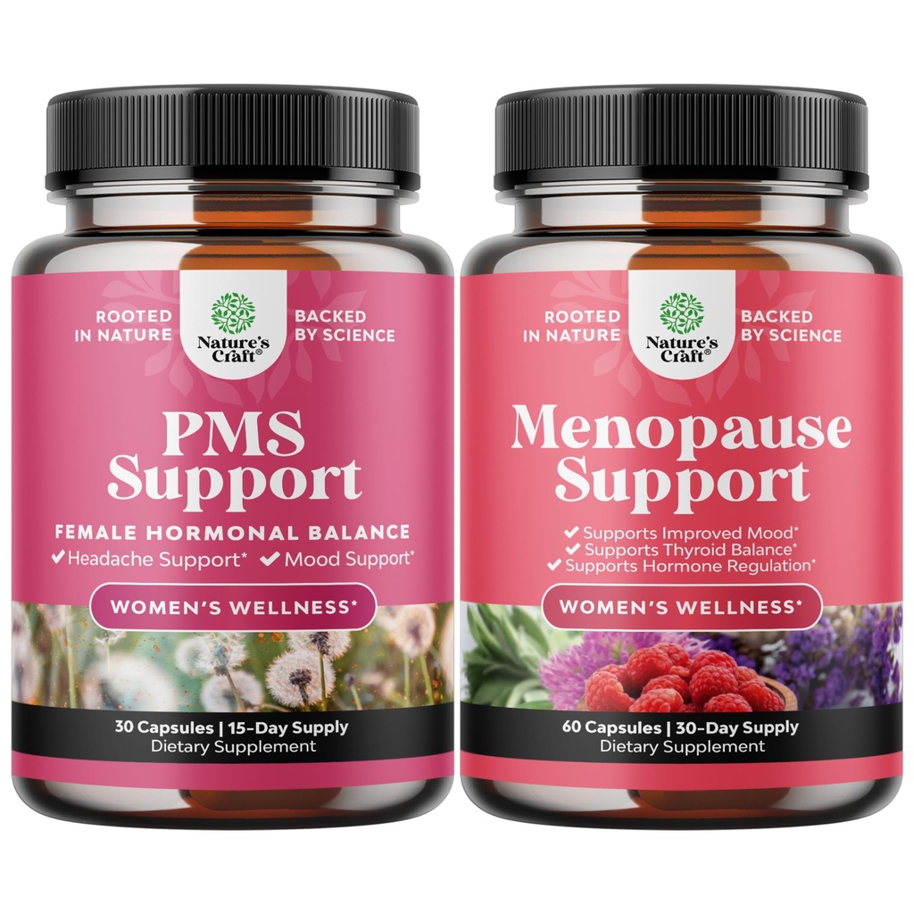 Ensemble de complément de soutien avancé pour les femmes et supplément complet pour la ménopause à base de plantes pour les femmes - Bilan hormonal de soulagement de la ménopause multi-avantages