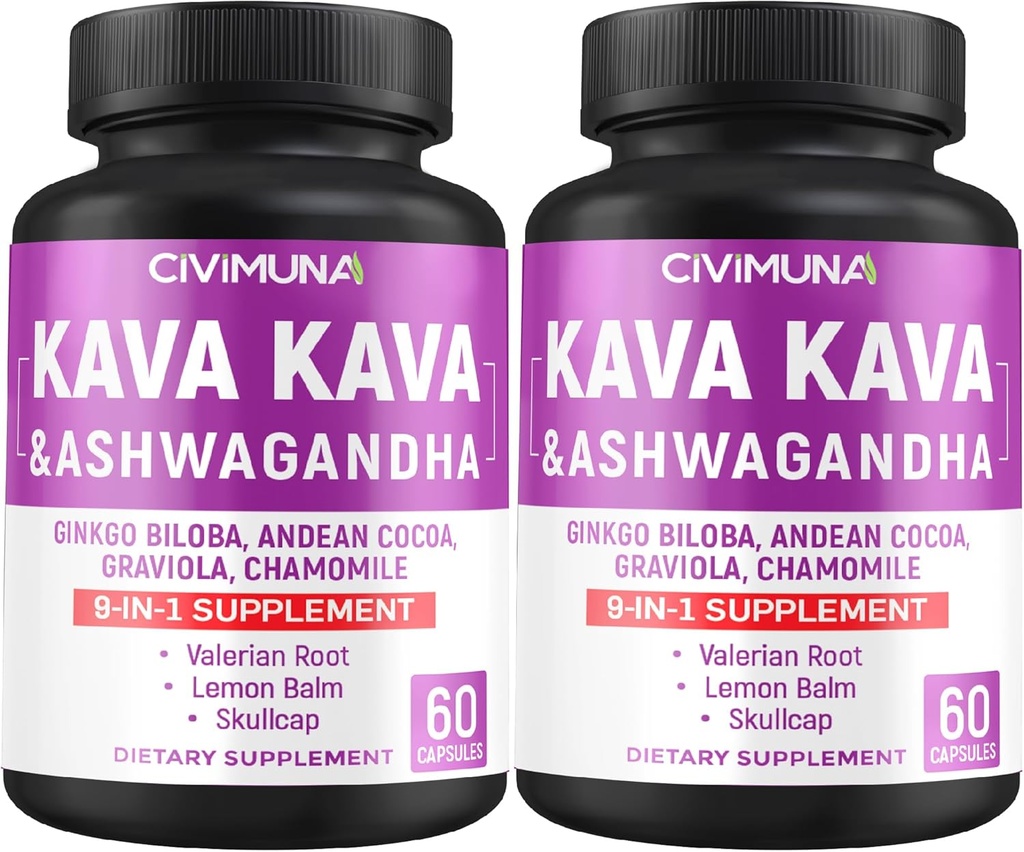 Kava Capsules with Kava, Ginkgo, Ashwagandha and More - 120 Capsules for 4 Months Supply (Pack of 2)