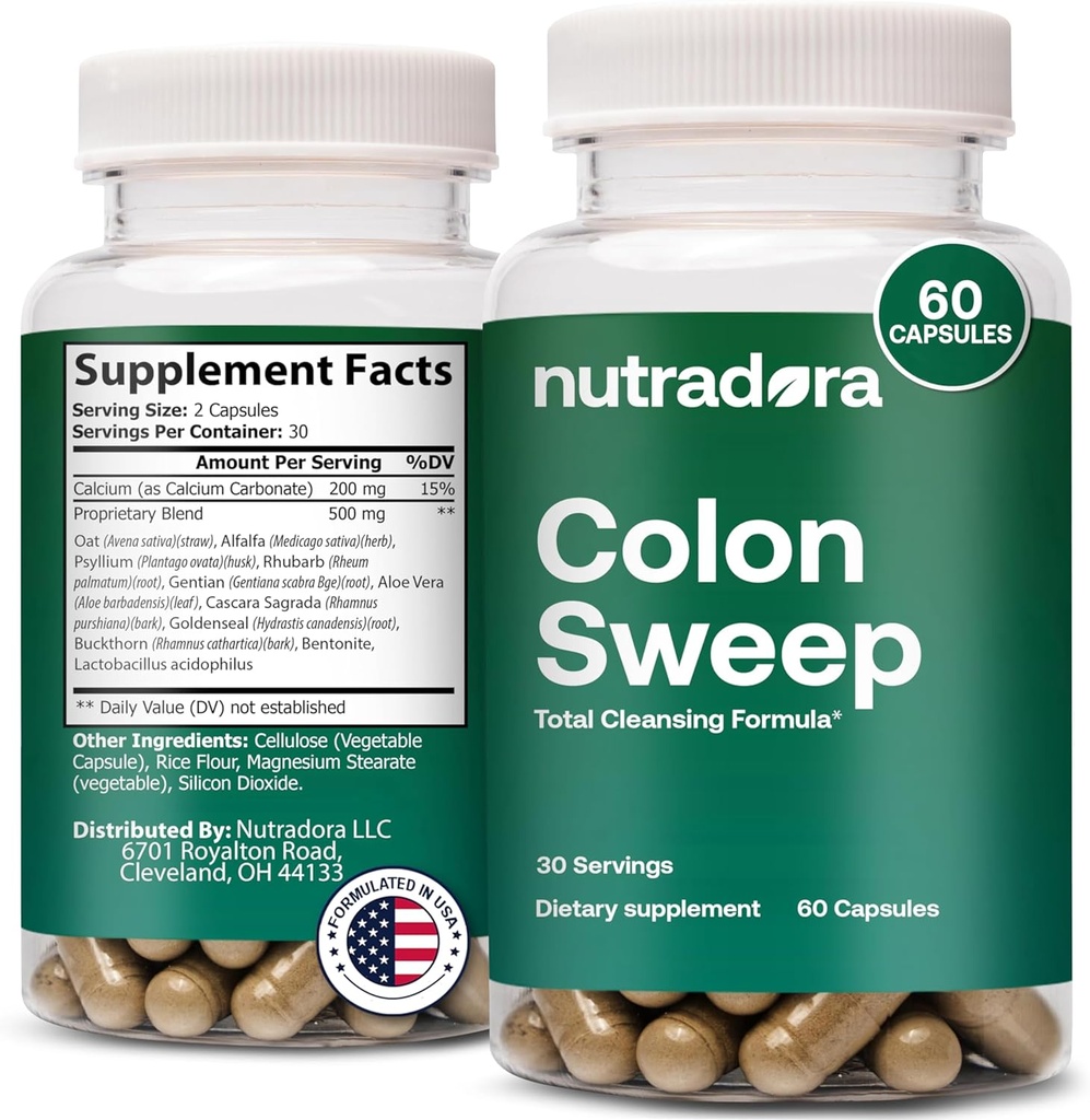 Complément doux de nettoyage et de désintoxication du colon - Le nettoyage complet du colon pour les femmes et les hommes soutient le progrès constant dans la désintoxication et la régularité digestive, 2-4 capsules par jour (paquet de 1)