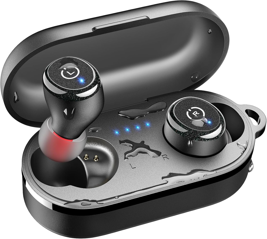 TOZO T10 Draadloze oordopjes Bluetooth 5.3 Hoofdtelefoon, App aanpassen EQ, Ergonomisch Ontwerp, 55H Playtime, Draadloze Opladen Case, IPX8 Waterdichte Geluid in-Ear Headset, 2025 Nieuwe versie