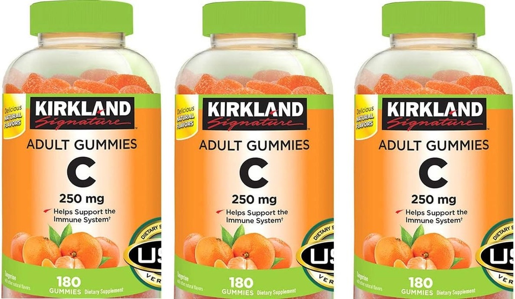Kirkland Handtekening Vitamine C Volwassen Gummies 250 mg, 180 Tellen (verpakking van 3)