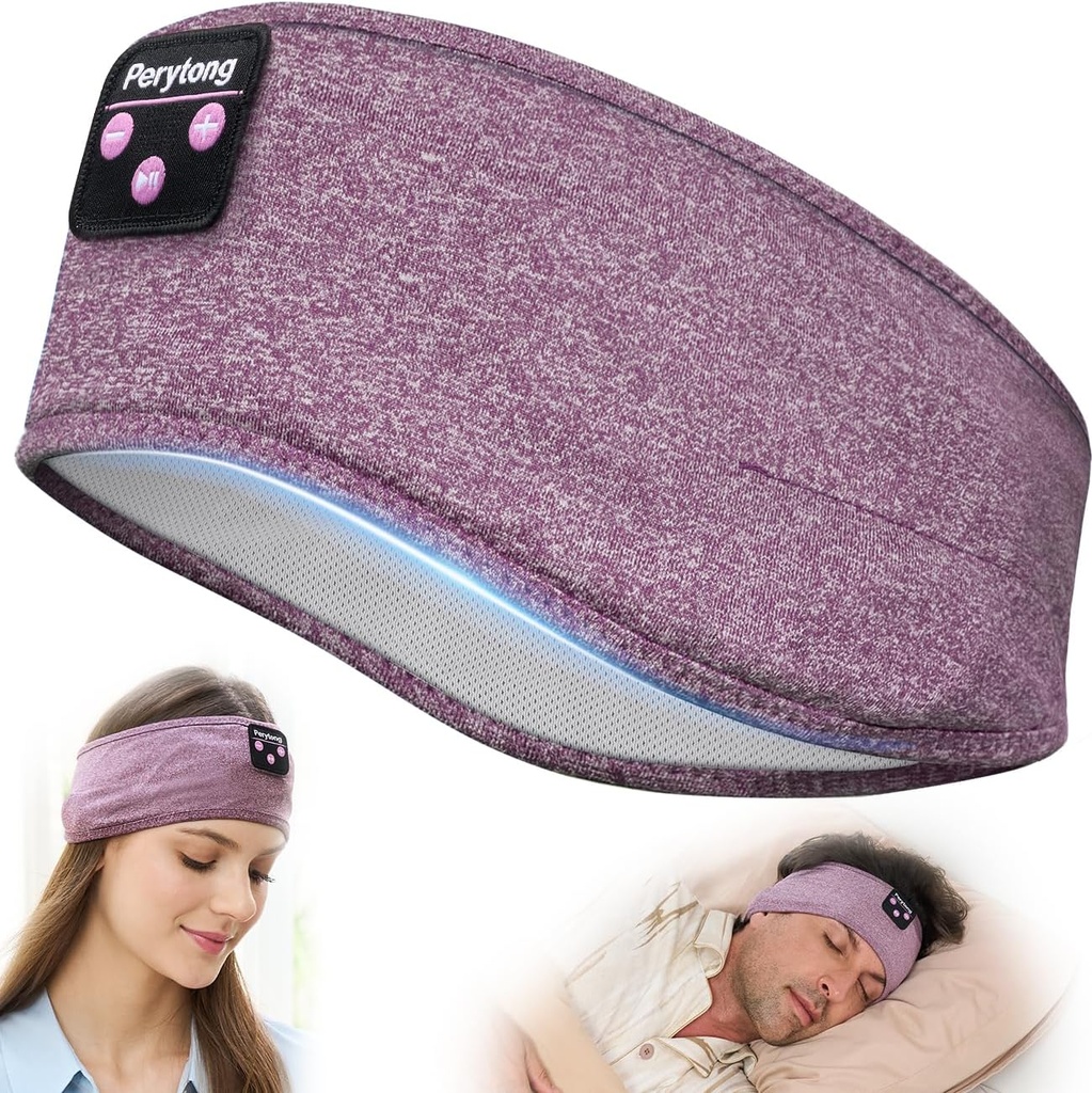 Perytong Slaaphoofdtelefoons Bluetooth Headband, Headband Hoofdtelefoons voor Slapen, Running, Yoga, Fitness, Reizen, Meditatie, Geschikt voor Side Sleepers, Cadeau voor Mannen Vrouwen, Tech Gadgets