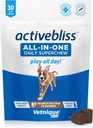 Vetnique Labs Activebliss Dog Multivitamin - Traitement quotidien avec la glucosamine, Omega 3, enzymes digestives et probiotiques pour le soutien articulaire, digestif et immunitaire - Vitamines de chien pour une santé optimale, 30 Compte