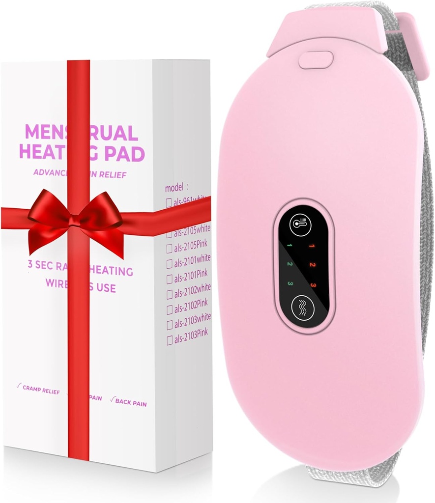 Verwarmingskussens, Glyduny Periode Kramp Massager Draagbare Cordless Verwarmingskussen met 6 warmteniveaus en 6 massagemodi voor rugpijn verlichting Menstrueel verwarmingskussen (Roze)