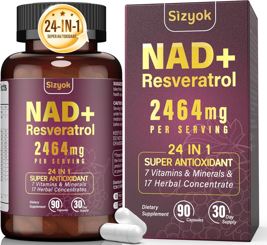 Supplément NAD, NAD liposomique + Supplément avec Resveratrol, Supplément de resveratrol NAD - Boost NAD+ pour la défense du vieillissement, énergie, focus - Capsules Ultra Antioxydants,57