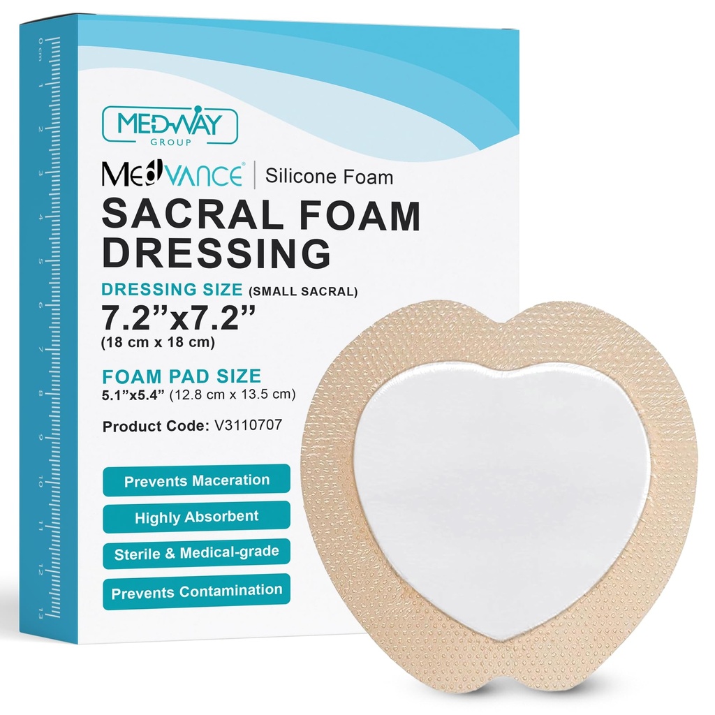 MedVance TM Siliconen - Gerande siliconenlijm Foam Dressing Sacrale Maat 7"x 7" Doos met 5 dressings
