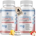 Lukaree Supplément complexe de magnésium 500mg, Magnésium Glycinate, Malate, Taurat, Extraits de complexe de citrate et de plantes, Haute absorption Chélaté 120 Capsules Vegan non-OGM pour le repos, l'énergie, l'humeur