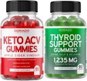 Keto ACV Gummies (60 Count) Advanced Weight Loss Formula and Thyroid Support (90 Count) Support Supplement met Ashwaganda, Jodium, Bladderwrack, Kelp & Schisandra - Non-GMO, Vegan & Made in USA