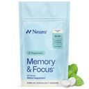 Neuro Memory & Focus Gum - Nootropic Gum with Vitamin B12, Vitamin B6, L-Theanine & Ginseng Extract - Natural Brain Support Supplement - Vegan, Cafeine & Sugar Free Chews - Peppermint, 90 ct