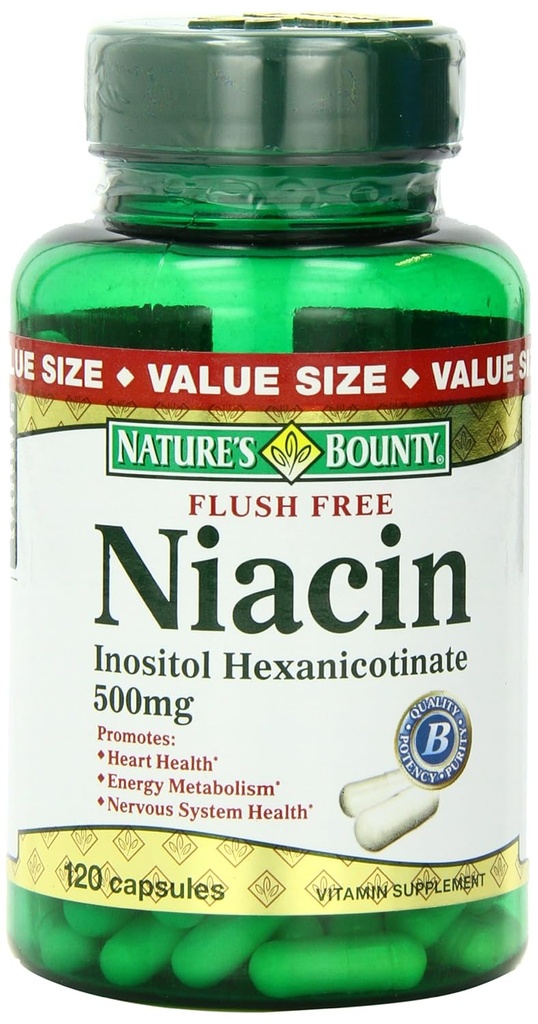 Nature's Bounty Flush Free Niacin 500 mg, 120 Tellen
