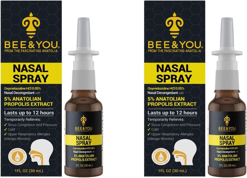 Bee and You Natural Propolis Nasal Spray 1 Fl oz Congestie Relief Alcohol Gratis Medical Grade Propolis neusdruppels, Sinus Relief, Allergie, Nasal Moisturizing Spray Nasal Spray, 1 fl oz (pakket van 2)