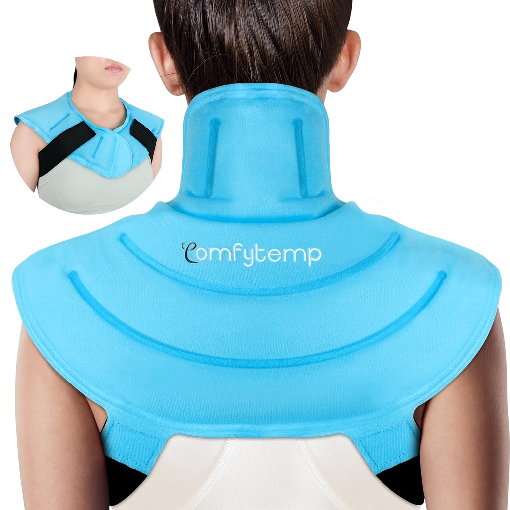 Comfytemp Ice Pack voor nek schouders pijn verlichting met riemen, Herbruikbare Gel Schouder Ice Pack Wrap, Koude Compressie Fysische Therapie Herstel voor Bovenrug, Cervicale Verwondingen (S)