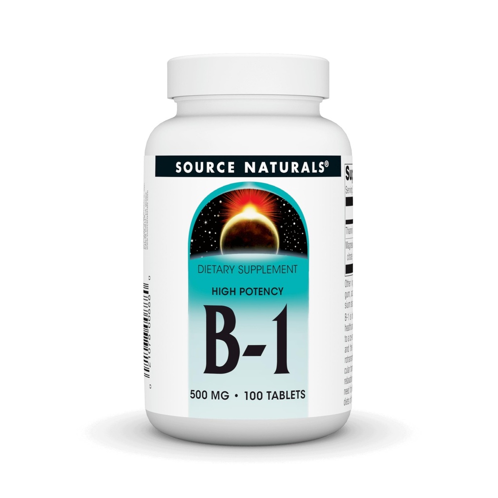Bron Naturals Vitamine B-1 Thiamine 500mg Hoge Potentie, 100% Pure - 100 Tablets