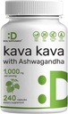 Offre Supplément Kava Kava Supplément 750mg par portion, 240 Capsules, 4 mois d'approvisionnement – Extrait de racine Kava Kava avec poudre de racine Ashwagandha – Non-OGM
