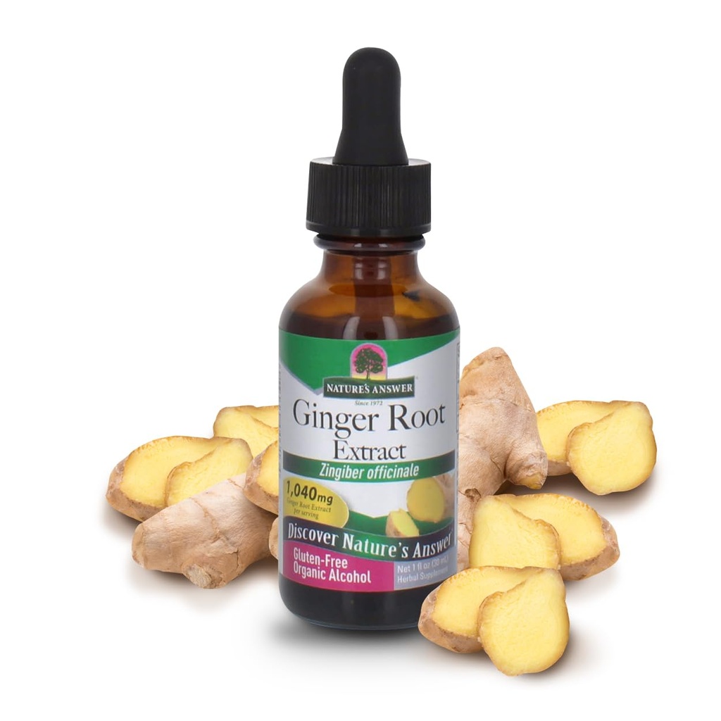 Antwoord van de natuur Gemberwortel Extract Supplement met Organische Alcohol 1 Vocht Ounce 