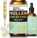 Mullein druppels voor longen - Organische Mullein Leaf Extract - Long reinigen & detox, ademhalings- en immuunondersteuning, natuurlijke kruidensupplement, als vloeibaar, Tinctuur, thee, 2 FL OZ