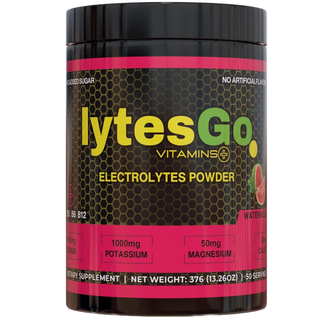 lytesGo Electrolytes Poeder Hydratatie Drank - Geen suiker - Watermeloen smaak - Electrolyte poeder voor herstel - 50 porties
