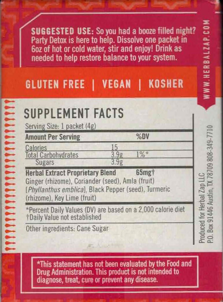 Herbal Zap Party Detox Ayurvedische kruidensupplement 1 Doos met 25 Packets
