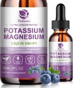 Potassium Magnesium Supplement Liquid w/Triple Complex Magnesium Glycinate & Potassium Plus Omega 3, Sea Moss, Black Seed, D3K2 & Calcium for Zzz, Leg Cramps & Muscle-2 FL OZ Drop