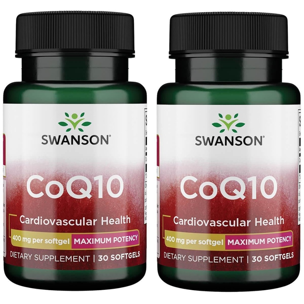 Swanson CoQ10 - helpt bij het bevorderen van de gezondheid van het hart, energie-ondersteuning, en hulpmiddelen voor de algehele gezondheid van het hart- en vaatstelsel - helpt handhaven van het Q10-supplement van het co-enzym - (30 Softgels, 400 mg elk) (2 Pack)
