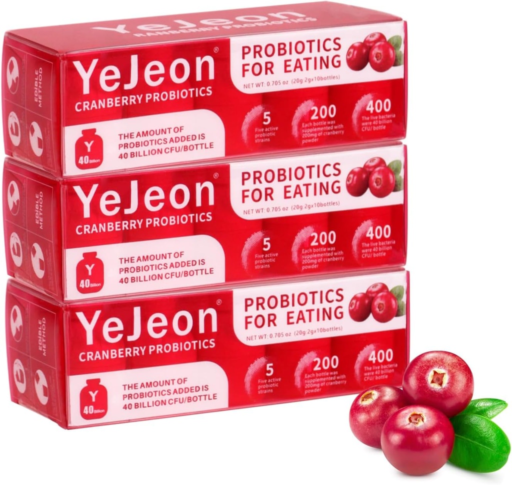 YeJeon Cranberry Probiotica voor vrouwen - PH Balance, Digestief, UT, & Vrouwelijke Gezondheid - 40 miljard CFU - 5 Unieke Vrouwen Strains - Biologische Probiotica voor Vaginale Gezondheid van vrouwen-3 Packs
