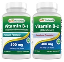 Best Naturals Vitamine B1 als Thiamine Mononitraat 500 mg & Vitamine B2 (Riboflavine) 400 mg