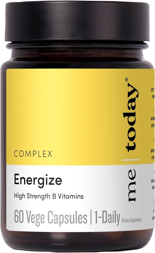 me today Energise Supplement Super B Vitamine B Complex for Men & Women - B6, B12 with Vitamin C, Zink, Ashwagandha and Siberian Ginseng - Energy and Immune Support - Vegan, 60 Servers
