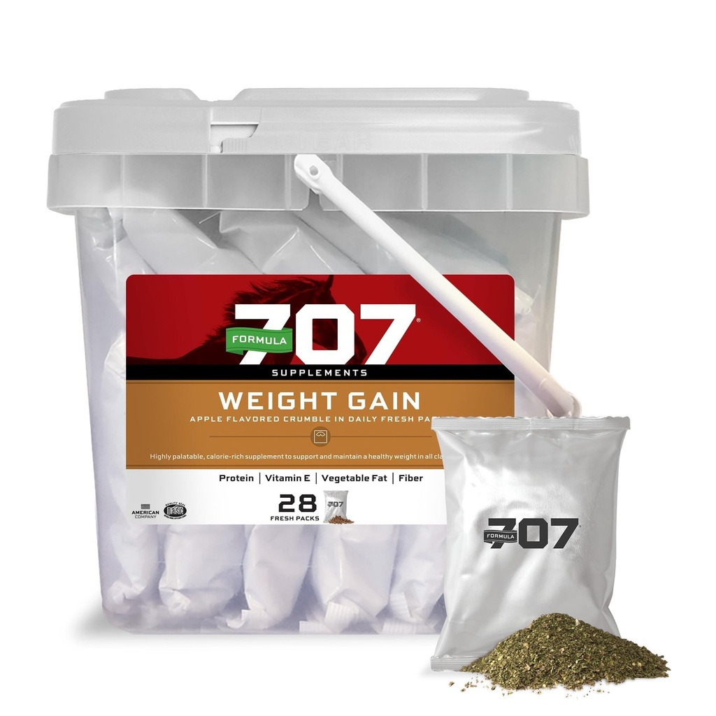 Formule 707 Gain Equine Supplement, Daily Fresh Packs, 28 Day Supply - Palatable, Calorie-Rich Voedingsondersteuning voor hard-to-keep en senior paarden
