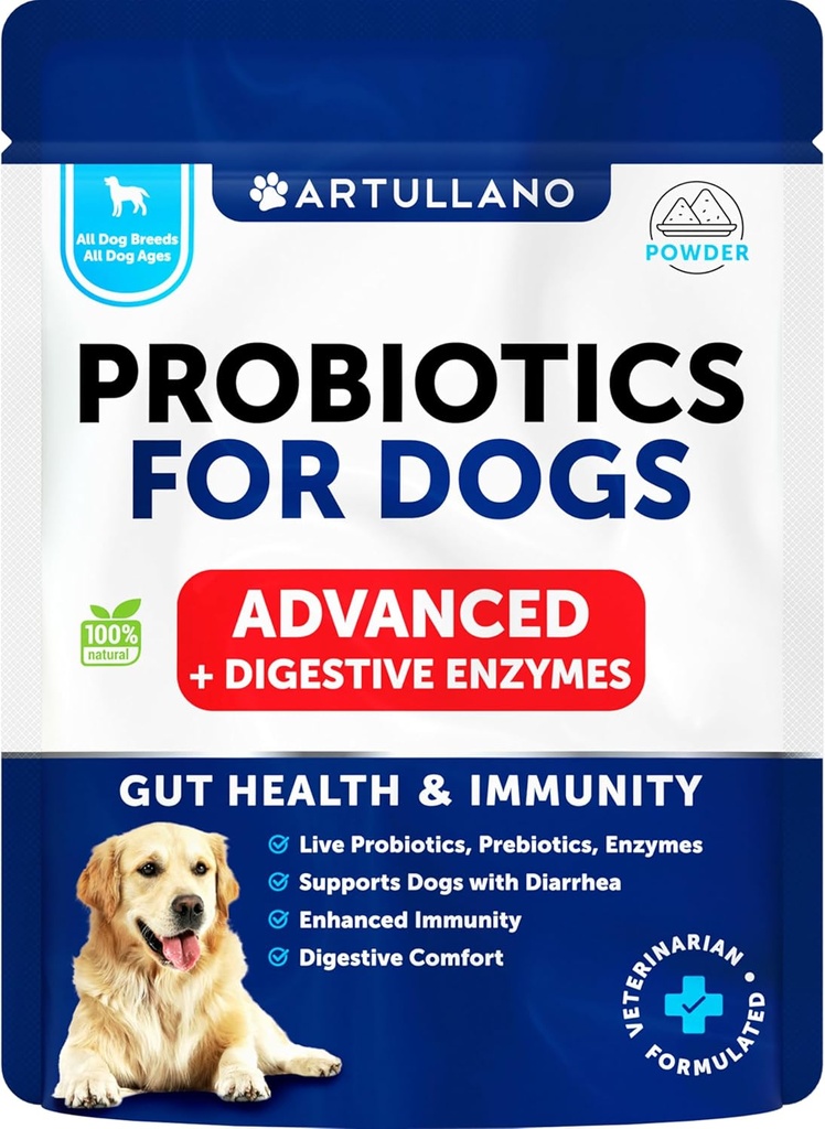 Probiotica voor honden - Ondersteuning Gut Health, Itchy Skin, Allergieën, Immuniteit, Gistbalans - Hondenprobiotica en spijsverteringsenzymen - 30 Sticks